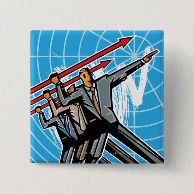 Affärsfolket som kastar pilen, undertecknar knapp (Framsida)