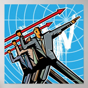 Affärsfolket som kastar pilen, undertecknar poster