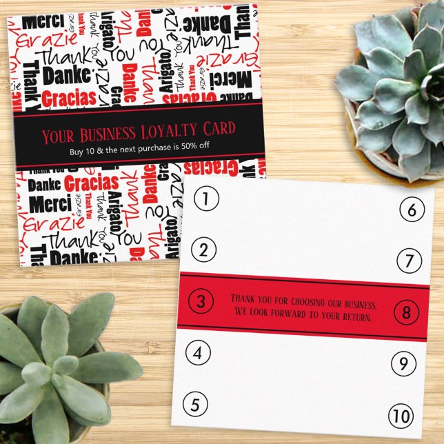 Affärsförmånen för flerspråkiga Tack Slår Fyrkantigt Visitkort (Skapare uppladdad)