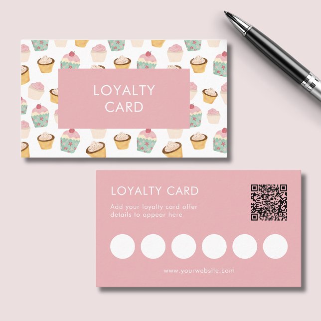 Affärsförmånskort för Cupkaka Bakery Lojalitetskort (Cupcake themed loyalty card.  Perfect for cafes, coffee shops and bakeries.)