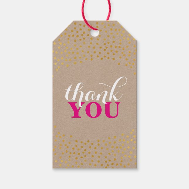 AFFÄRSFÖRPACKNING Rustic guld konetti spot kraft Presentetikett (Framsidan)