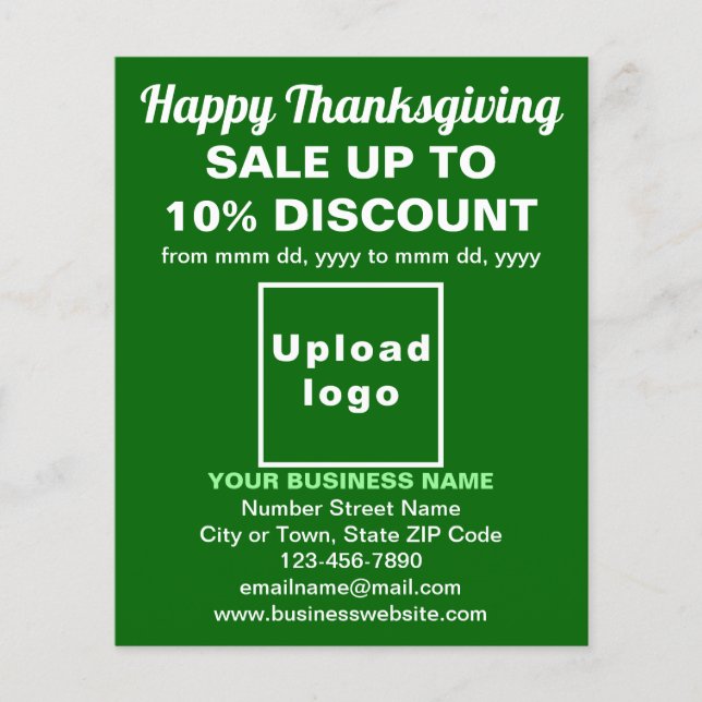 Affärsförsäljning av Thanksgiving på Grönt Flyer (Framsidan)