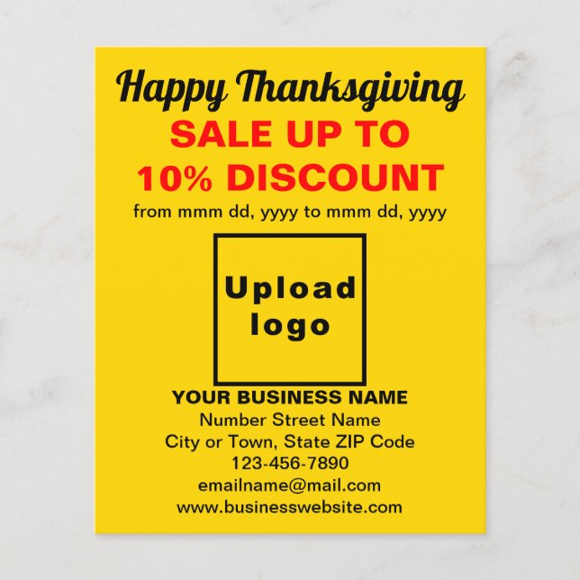 Affärsförsäljning av Thanksgiving på Gult Flyer (Framsidan)