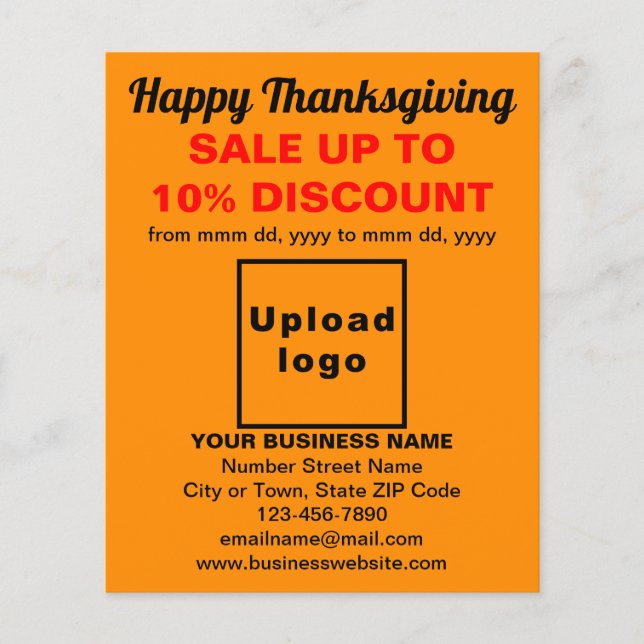 Affärsförsäljning Thanksgiving Orange Färg Flyer (Framsidan)