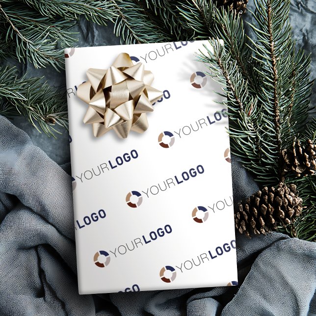 Affärsgåvor från Anpassningsbarnas logotyp, vita Presentpapper (Custom company logo branded business gifts white wrapping paper)