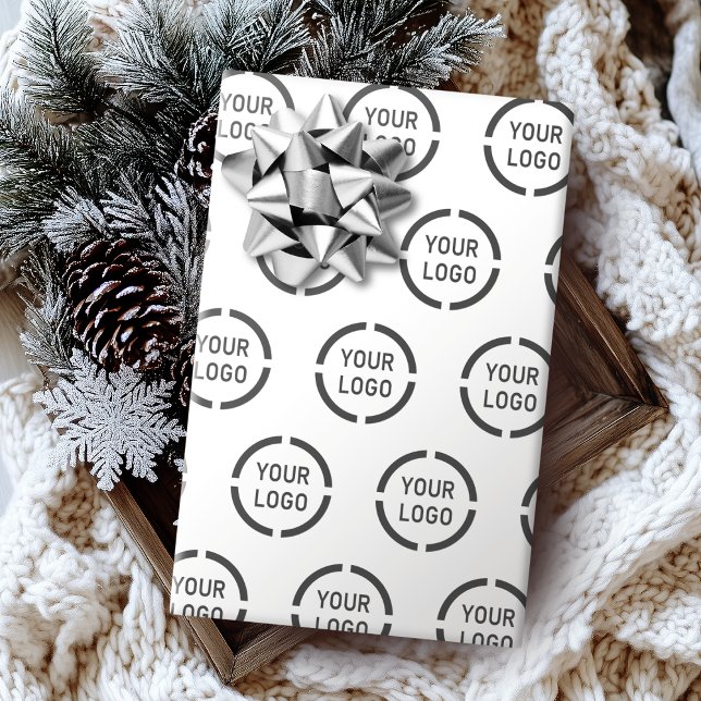 Affärsgåvor från Anpassningsbarnas logotyp, vita Presentpapper (Custom company logo branded business gifts white wrapping paper)