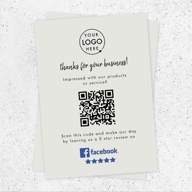 Affärsgranskningar av Facebook-granskningslänk QR- Tilläggskort (Gain Facebook reviews & grow your business with this rating request editable enclosure insert card.)
