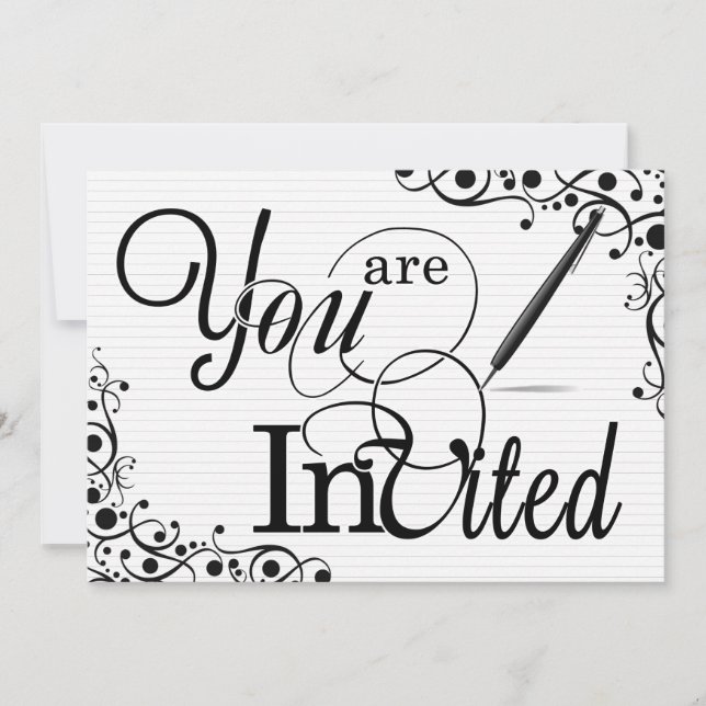 Affärshändelse eller Party Classic Black and White Inbjudningar (Framsida)