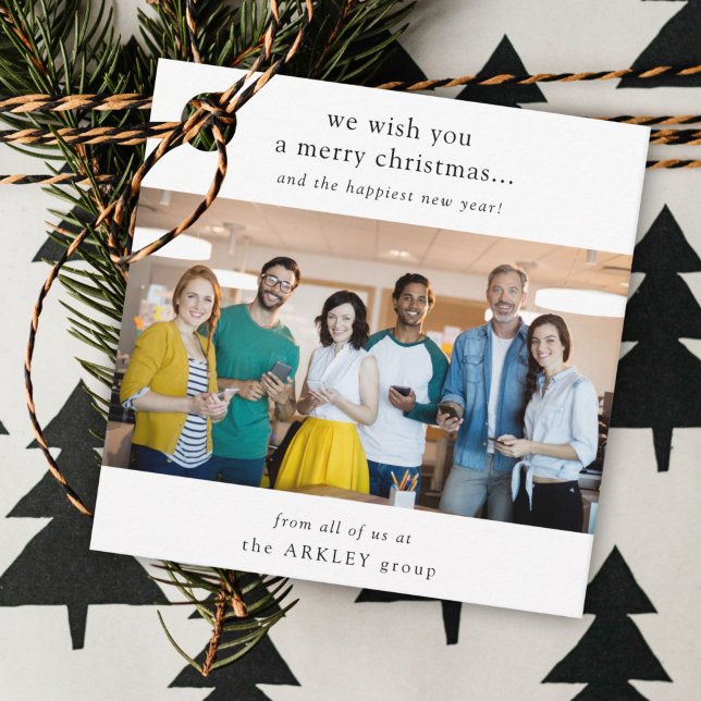 Affärshjul | Minimal Team Photo Corporate Gåvor Etiketter (Custom business gift tags created for professional, simple, and festive corporate gifting)