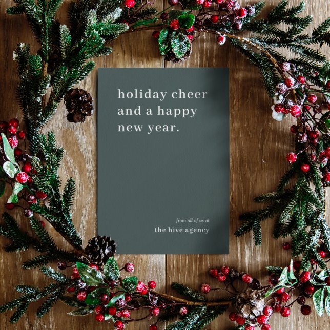 Affärshjul | Modern Forest Grönt Corporation Julkort (Modern forest green business card created for elegant, festive, and professional holiday greetings)