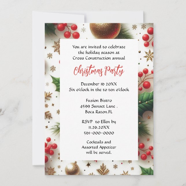 Affärshjul, Party Red och Guld Inbjudningar (Framsida)