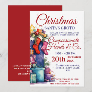 Affärshjul Party Santa Grotto Inbjudningar
