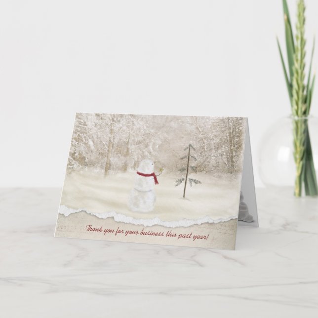 Affärshjul, Tack med snögubbe Kort (Framsida)