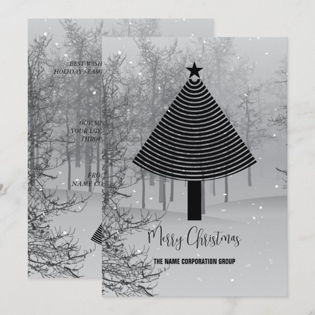 Affärsinbjudan till abstrakt Julgran Inbjudningar (Fram/baksida)