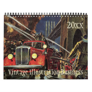 Affärsjobb och yrken i vintage kalender