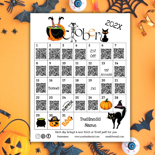 Affärskampanj för annonskalender för Halloween-ned (Halloween Countdown Advent Calendar Business Promo)