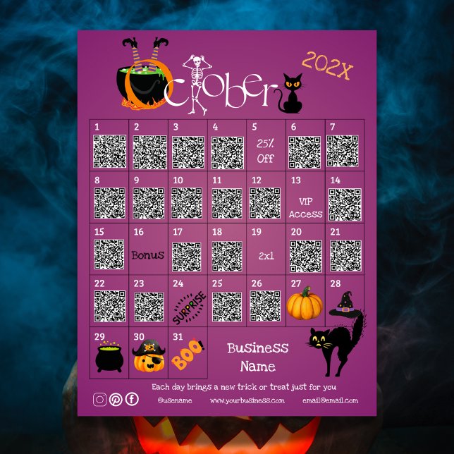 Affärskampanj för annonskalender för Halloween-ned (Halloween Countdown Advent Calendar Business Promo)