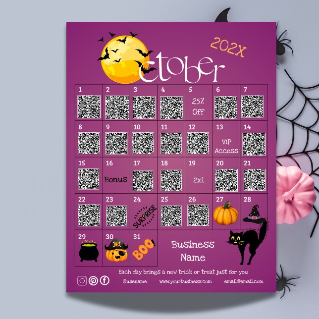 Affärskampanj för annonskalender för Halloween-ned (Halloween Countdown Advent Calendar Business Promo)