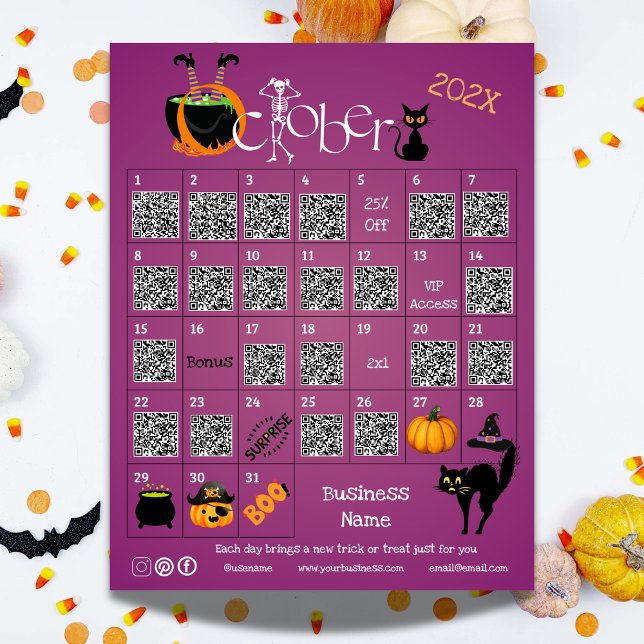 Affärskampanj för annonskalender för Halloween-ned Meddelande (Halloween Countdown Advent Calendar Business Promo Announcement)