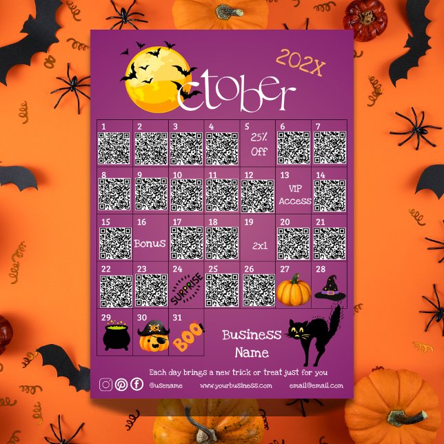 Affärskampanj för annonskalender för Halloween-ned Reklamblad (Halloween Countdown Advent Calendar Business Promo Flyer)
