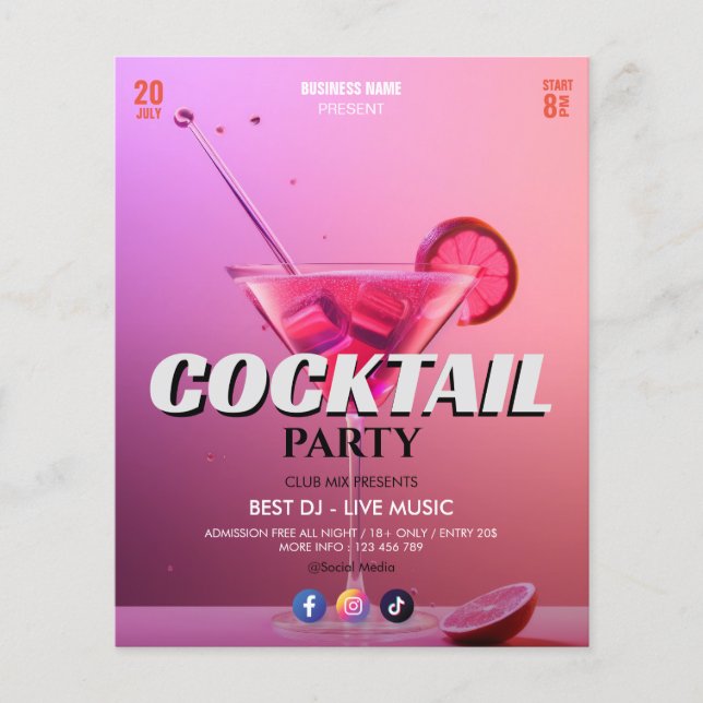 Affärskockningshändelse | Rosa Sweet Party Flygblad (Framsidan)