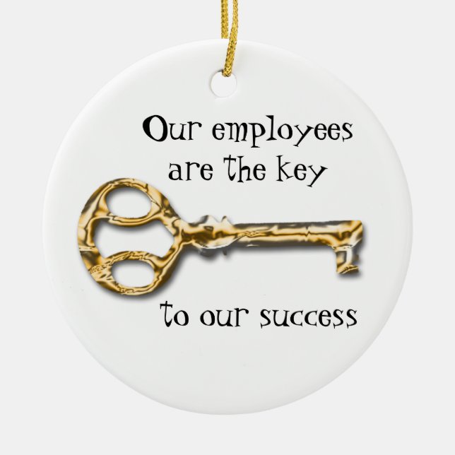 Affärskontorets Tack för medarbetarvärdering Julgransprydnad Keramik (Framsidan)