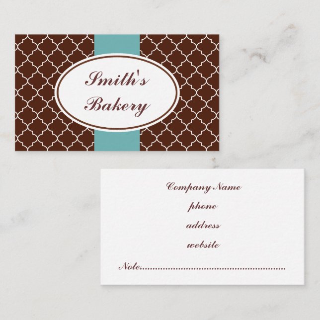 Affärskort av Aqua Chocolate Visitkort (Fram/baksida)