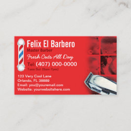Affärskort av barberaffär (barberbukspole - klippa visitkort