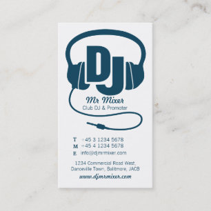 Affärskort av blåteal och vit DJ-promotorn Visitkort