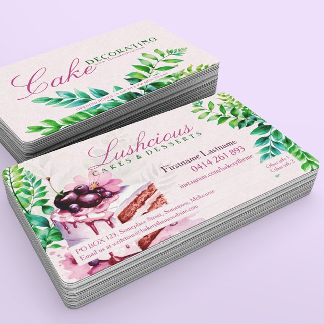 Affärskort av blöt Rosa Blueberry Cake Visitkort (Skapare uppladdad)
