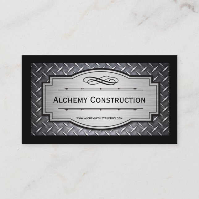 Affärskort av borstad Metall och diamantgrate Visitkort (Framsida)