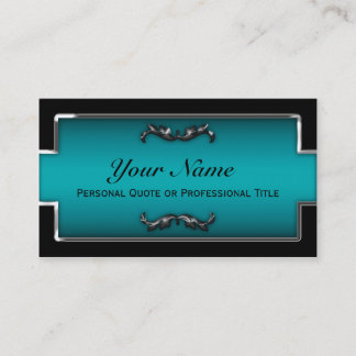 Affärskort av chic, svart och teal metall visitkort