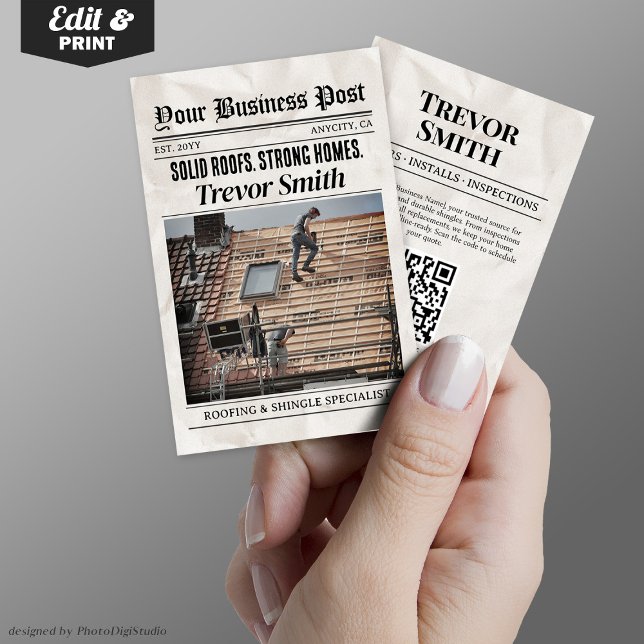 Affärskort av dagstidningar, takspån (Newspaper Business Card, Barber & Grooming Stylist Calling Card)