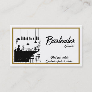 affärskort av elegant bartender-cocktail visitkort