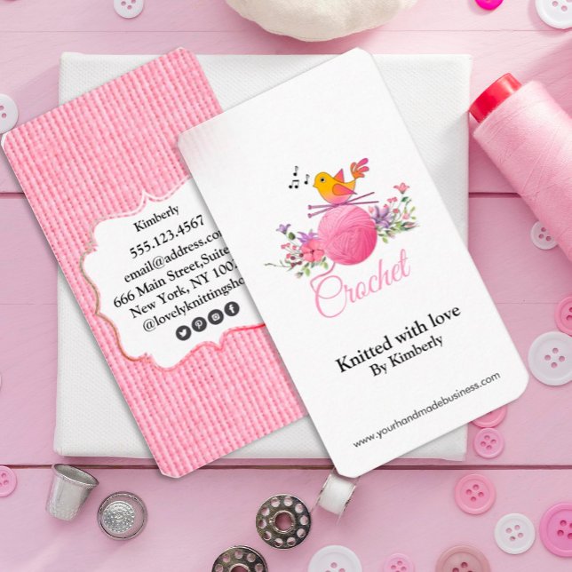 affärskort av fågelstickning i nål crochet visitkort (Skapare uppladdad)