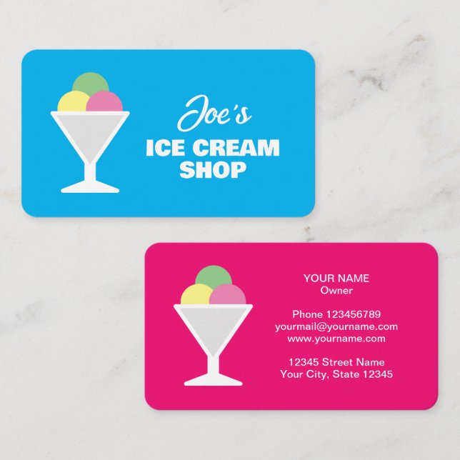 Affärskort av färglöst glasssorbet-logotyp visitkort (Fram/baksida)