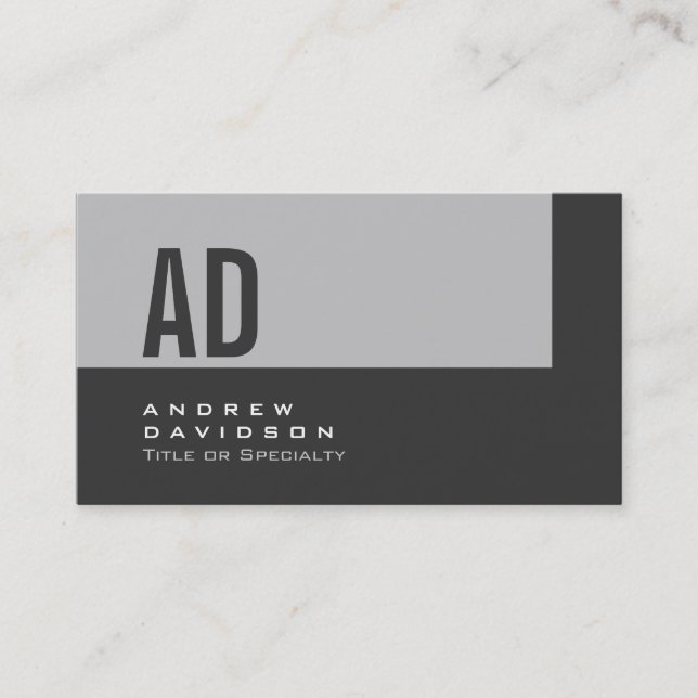 Affärskort av Grått Rand Monogram-Snyggt Visitkort (Framsida)