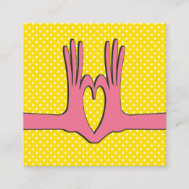 Affärskort av händer och hjärttäcke fyrkantigt visitkort