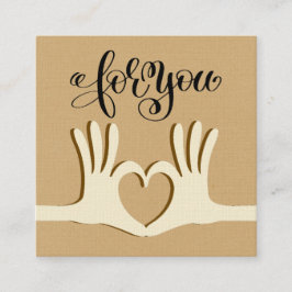 Affärskort av händer och hjärttäcke fyrkantigt visitkort