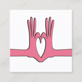 Affärskort av händer och hjärttäcke fyrkantigt visitkort