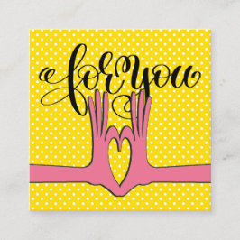 Affärskort av händer och hjärttäcke fyrkantigt visitkort