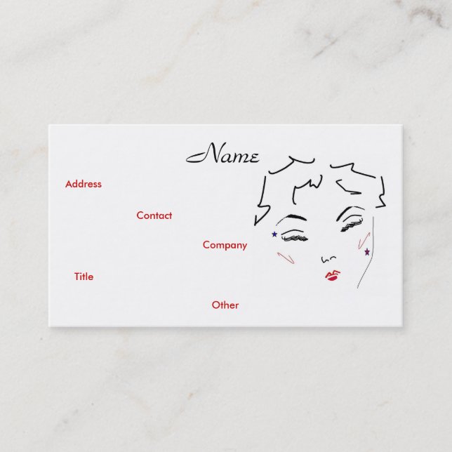 Affärskort av konstgjord Diva II Visitkort (Framsida)