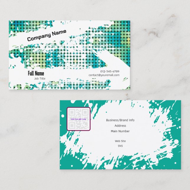 Affärskort av kreativ med QR - Retro Vibes (B) Visitkort (Fram/baksida)