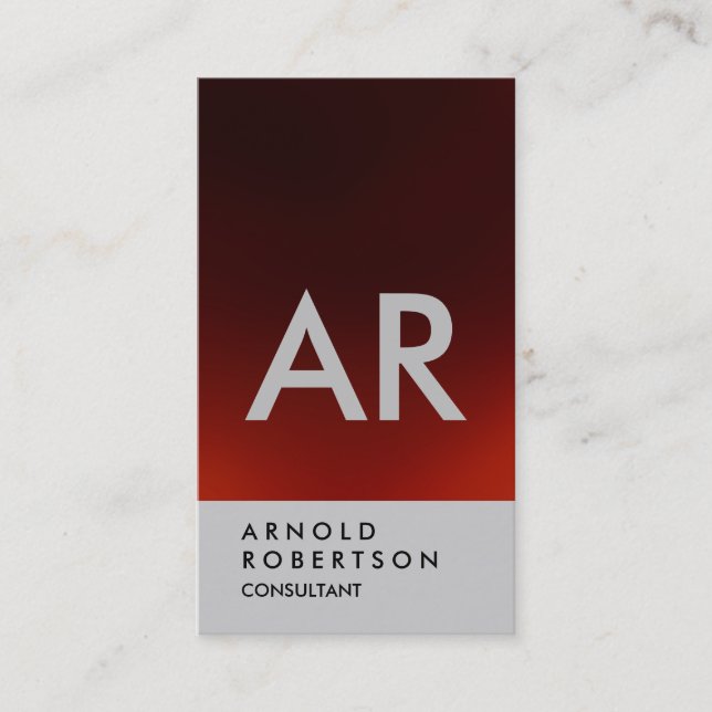 Affärskort av lätt Mörk Röd Grått Monogram Visitkort (Framsida)