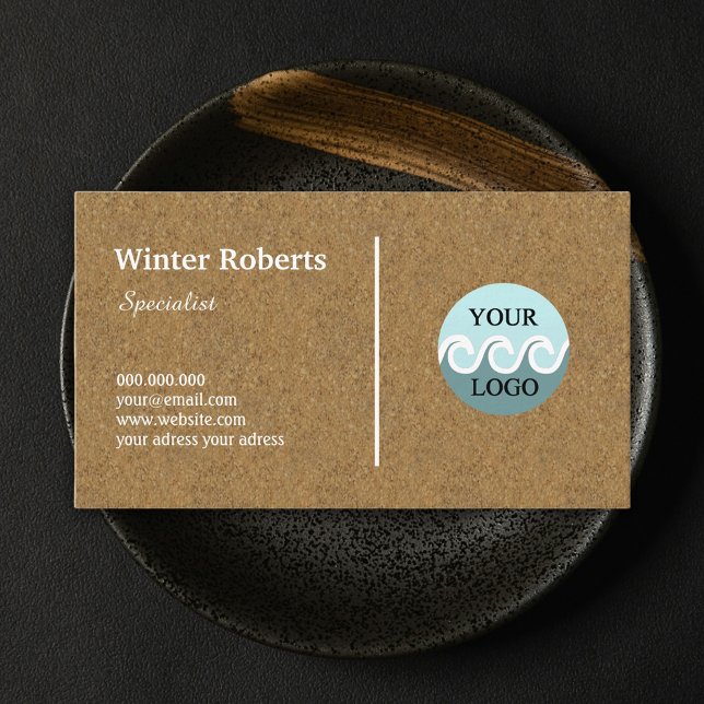 Affärskort av logotyp el kork visitkort (Chic design, kraft business card, business card with logo)