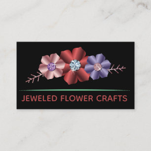 Affärskort av metallblommor och Rhinestone-Logotyp Visitkort