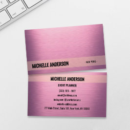  Affärskort av metallisk minimalistisk Rosa Visitkort