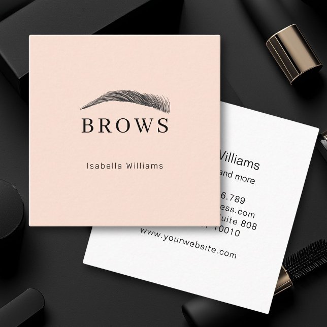 Affärskort av ögonbryn med minimal elegant fyrkantigt visitkort (Minimal Elegant Eyebrow Salon Business card)