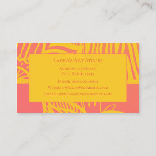Affärskort av rosa och Gult Blommigt Zebra Visitkort