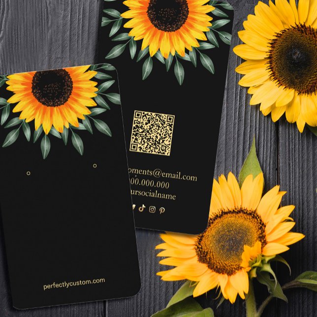 Affärskort av solnedgång i Visning med solros Visitkort (Sunset Earing Display Business Card with Sunflower Sunset  #sunflowerscard)